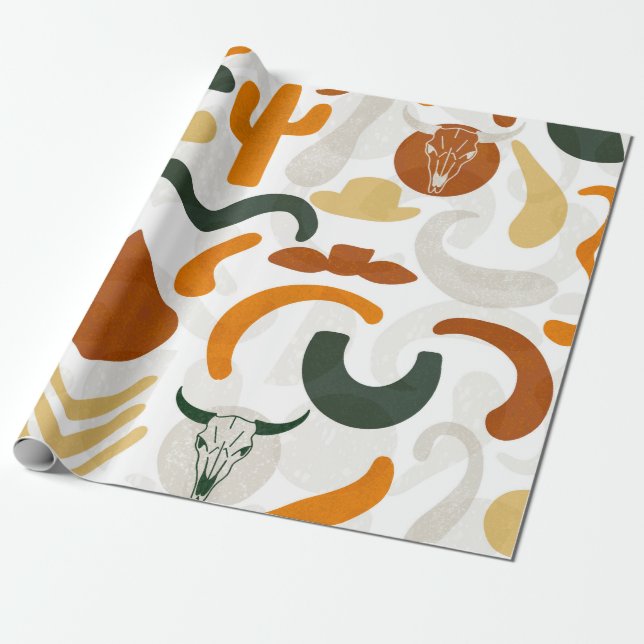 Papier Cadeau Casquette de cactus à bulles de style sud-ouest (Déroulé)