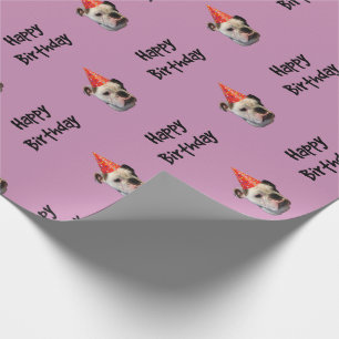 Papier Cadeau Casquette de fête d'anniversaire de bouledogue