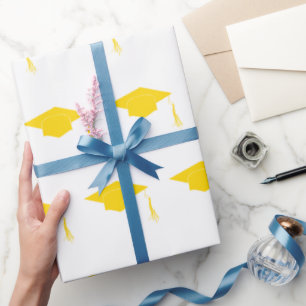 Papier Cadeau Casquette de graduation jaune simple