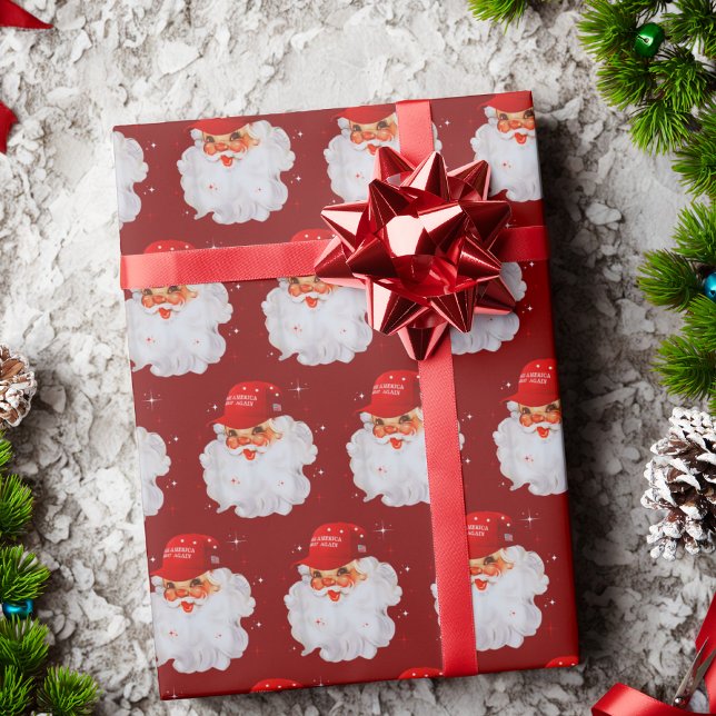 Papier Cadeau Casquette de Santa Claus MAGA | Cadeau de Noël du  (Créateur téléchargé)