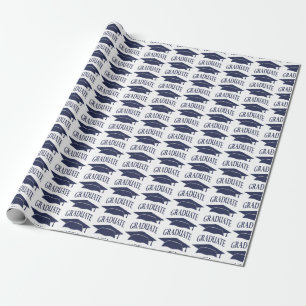 Papier Cadeau Casquette diplômé bleu