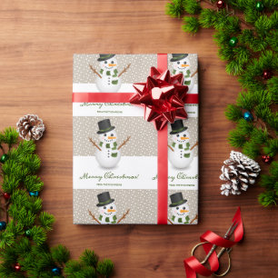 Papier Cadeau Casquette noir Snowman Beige Arrière - plan Joyeux