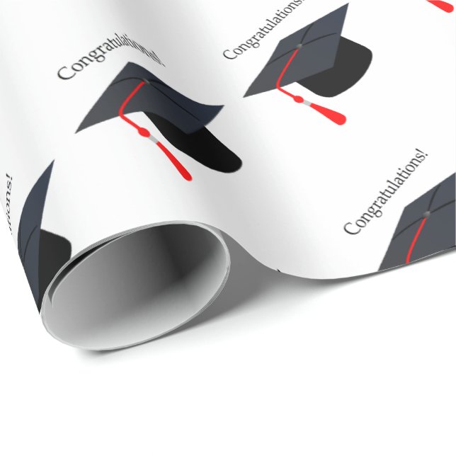 Papier Cadeau Casquette noire Félicitations Enveloppement cadeau (Coin rond)