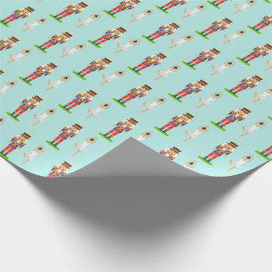 Papier Cadeau Casse-noisette et danseuse de ballet sur sarcelle 