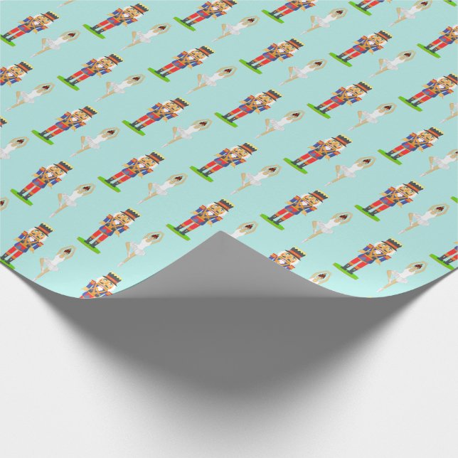 Papier Cadeau Casse-noisette et danseuse de ballet sur sarcelle  (Coin)
