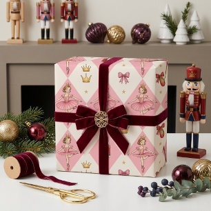 Papier Cadeau Casse-Noisette Féminin Rose de Noël Fée Sucre en P