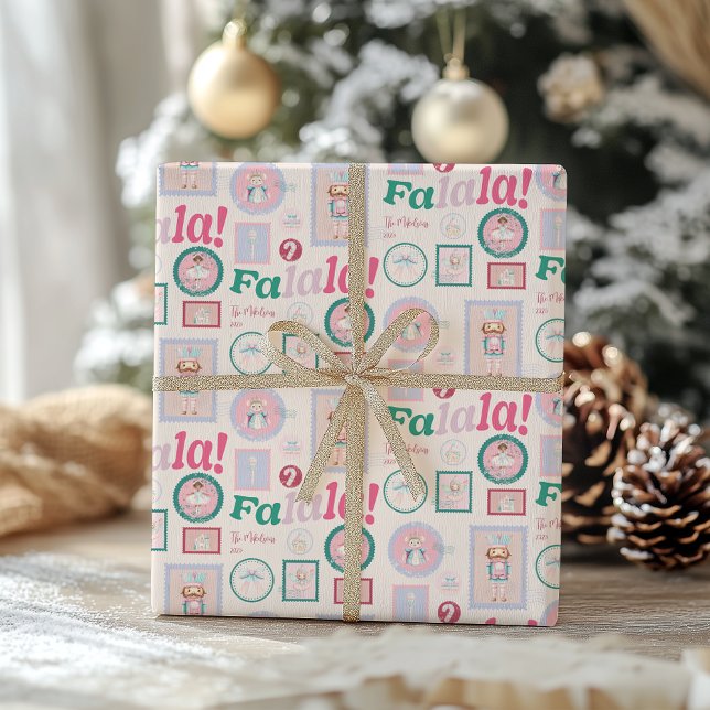 Papier Cadeau Casse-Noisette Groovy Rétro Pastel Noël (Créateur téléchargé)