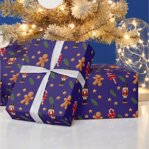 Papier Cadeau Casse-Noisette Joyeux Noël, Canne en Bonbon & Ging