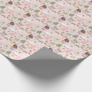 Papier Cadeau Casse-noisette Noël mignon Pastel tiré à la main