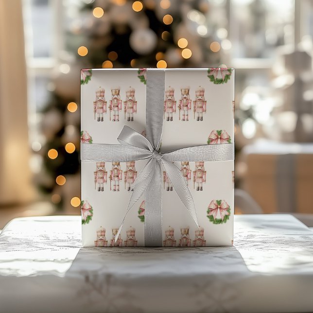 Papier Cadeau Casse-Noisette Rose de Noël  (Pink Nutcracker Christmas Paper)