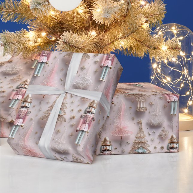 Papier Cadeau Casse-noisette rose élégant  (Vacances)