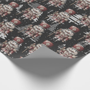 Papier Cadeau Casse-Noisette Soldat Capitaine Arbres de Noël