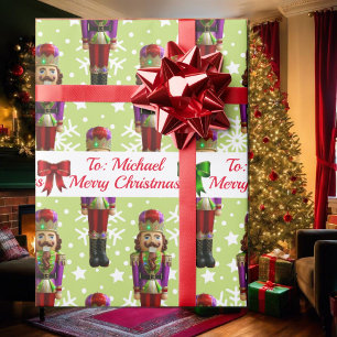 Papier Cadeau Casse-Noisette Soldat Personnaliser Nom Noël Neige