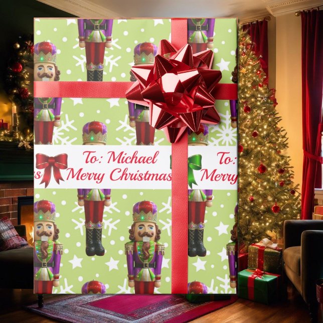 Papier Cadeau Casse-Noisette Soldat Personnaliser Nom Noël Neige (Créateur téléchargé)