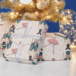 Papier Cadeau Casse-noisette tendance et danseuse de ballet Rose