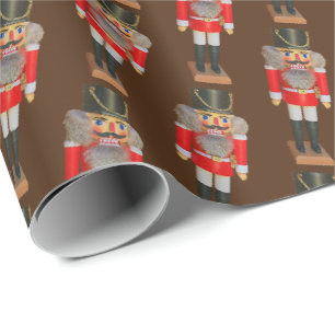 Papier Cadeau Casse-noisette traditionnel marron Soldat de Noël