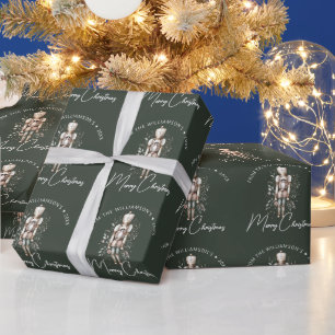Papier Cadeau Casse-Noisette Vert Doré Festif Noël Sombre