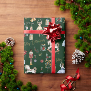 Papier Cadeau Casse-Noisette Vintage Festif Ballet Joyeux Noël