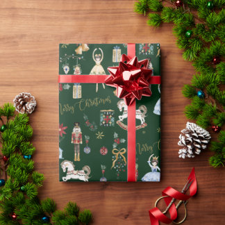 Papier Cadeau Casse-Noisette Vintage Festif Ballet Joyeux Noël