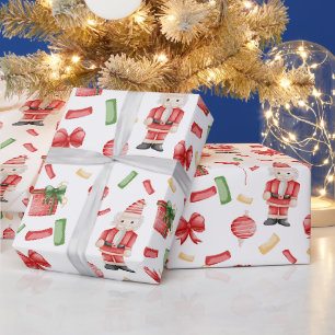 Papier Cadeau Casse-noisettes et décorations de Noël à l'aquarel