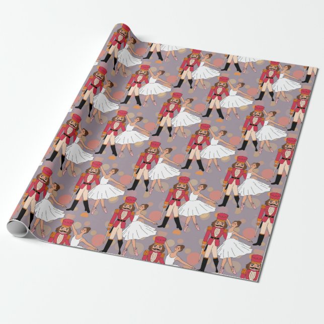 Papier Cadeau Casse-noix et danseuse de ballet à la mode (Déroulé)