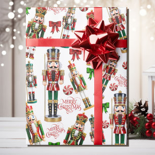 Papier Cadeau Casse-noix Joyeux Noël Rouge Vert Rouleau de