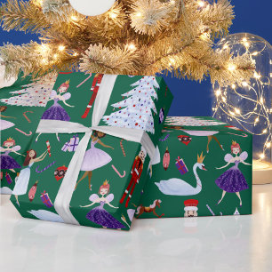 Papier Cadeau Casse-noix Swan King, Ballerina Dancers Soldats