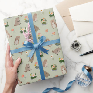 Papier Cadeau Castors & nénuphars sur le gazon de Gin