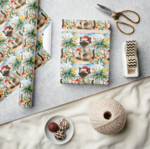 Papier Cadeau Cat Christmas Pool Party pour Noël en juillet