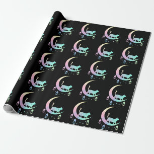 Papier Cadeau Cat Crescent Moon Horoscope Pastel Goth Wicca
