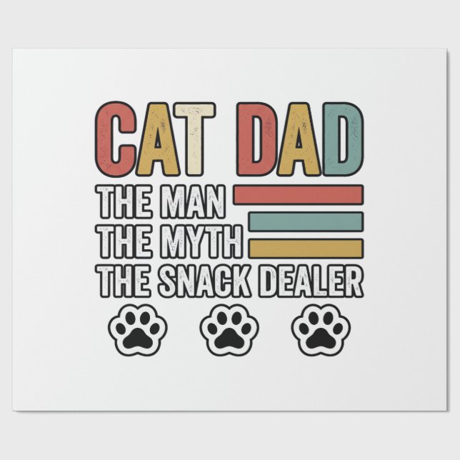 Papier Cadeau Cat Dad Vintage Funny Snack Dealer Shirt Design_1 (Plat)