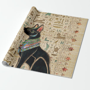 Papier Cadeau Cat égyptien - Bastet sur le papyrus