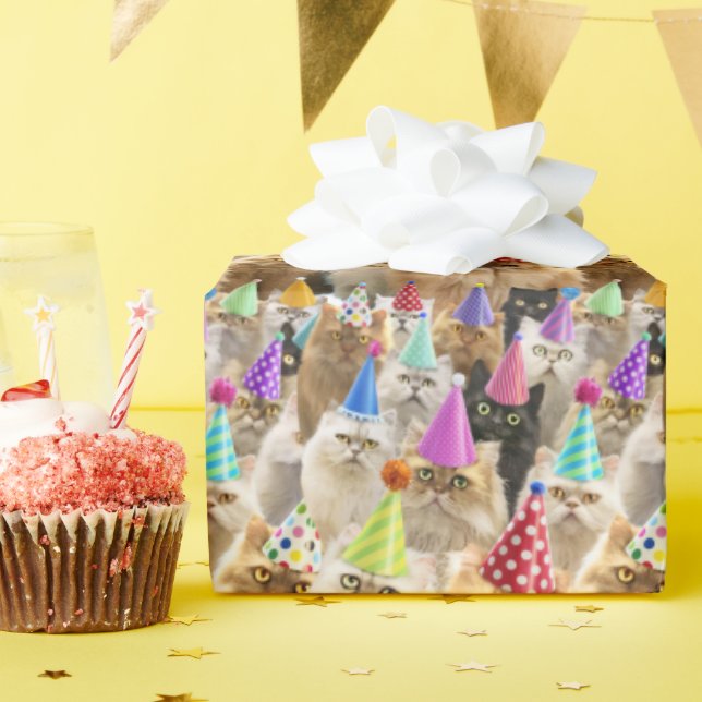 Papier Cadeau Cat Party (Fête d'anniversaire)