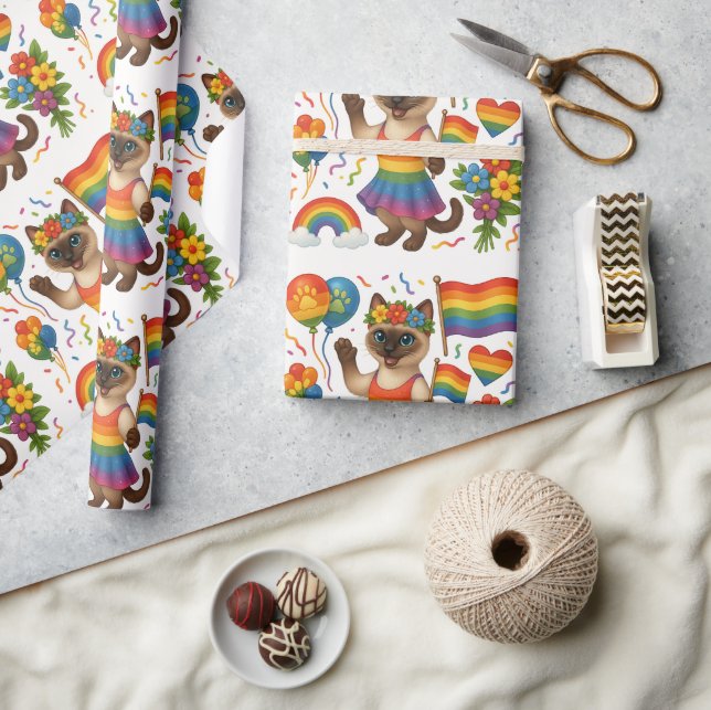 Papier Cadeau Cat Pride Paws Pride d'inspiration chat LGBTQ (Artisanat)