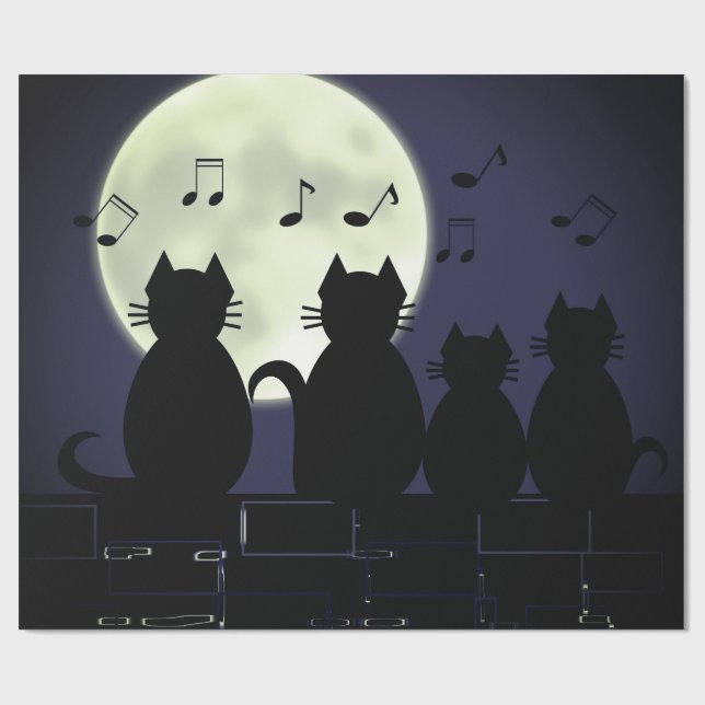 Papier Cadeau Caterwaul au clair de lune (Plat)