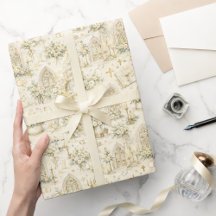 Cathedral Church Wedding Watercolor Ivory Gold