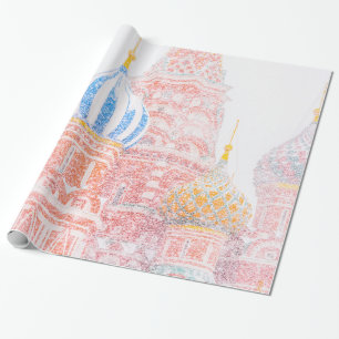 Papier Cadeau Cathédrale Saint-Basile en tempête de neige