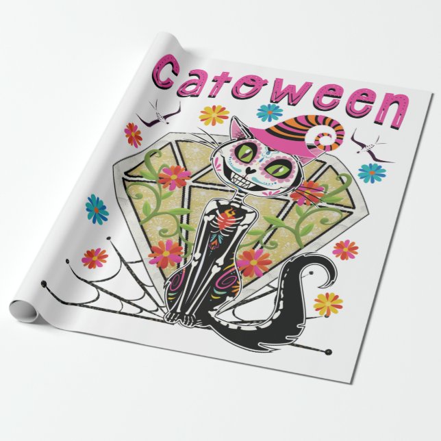Papier Cadeau Catoween Halloween (Déroulé)