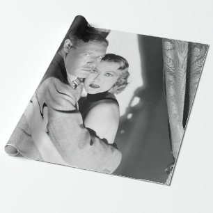 Papier Cadeau CAUGHTvintage, rétro, couple, peur, choc, peur,