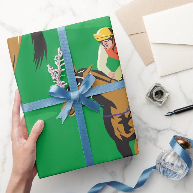 Papier Cadeau Cavalier de course de chevaux au galop (Créateur téléchargé)