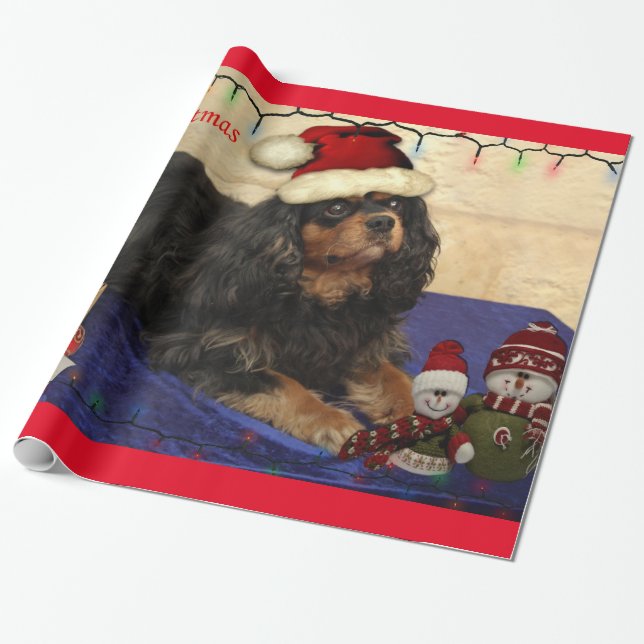 Papier Cadeau Cavalier King Charles Spaniel enveloppement de Noë (Déroulé)