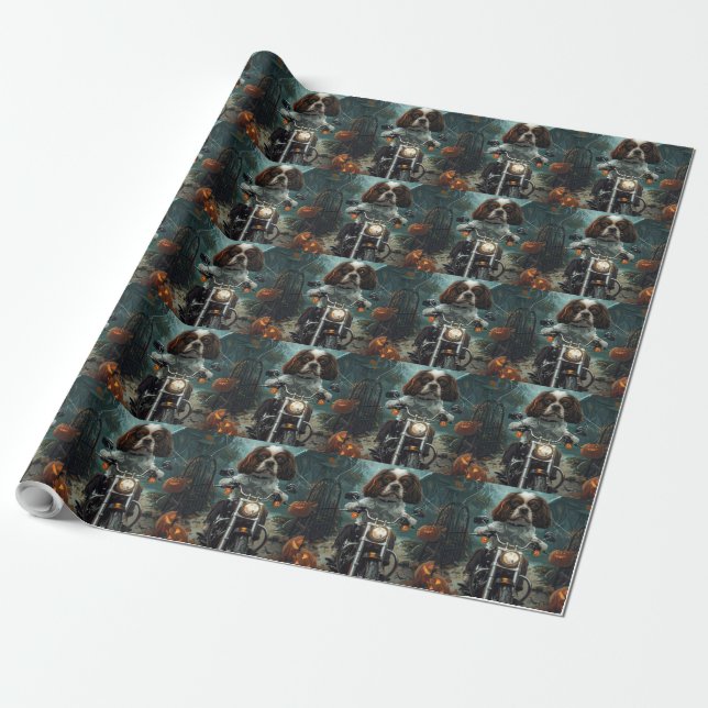 Papier Cadeau Cavalier King Charles Spaniel Halloween Épouvantab (Déroulé)