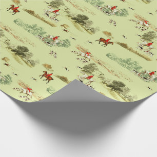Papier Cadeau Cavaliers de chasse élégants de style vintage angl