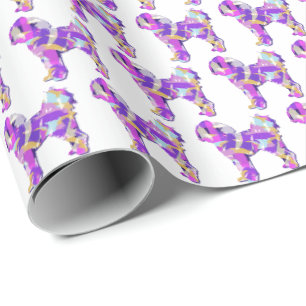 Papier Cadeau Cavapoo race Chien Silhouette couleur violet blanc