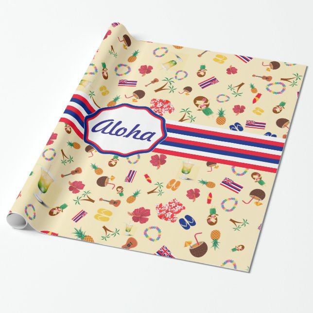 Papier Cadeau Ce que Hawaii est célèbre pour (Déroulé)