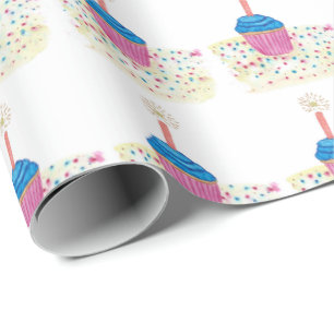 Papier Cadeau Célébration d'anniversaire Star Candle Cupcakes