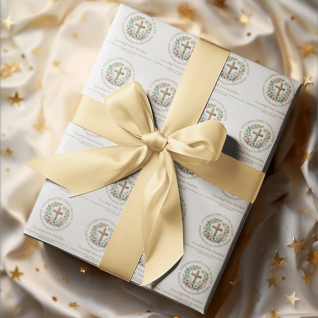 Papier Cadeau Célébration de la foi en Dieu Croix Religieuse  (Créateur téléchargé)