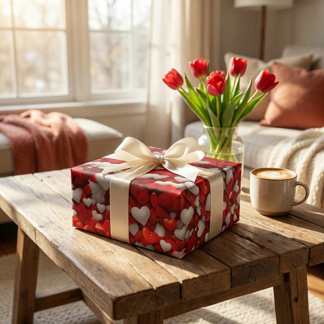 Papier Cadeau Célébration de la Journée du Coeur : Red & White L (Créateur téléchargé)