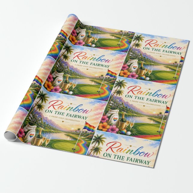 Papier Cadeau Célébration de Pride Golf Rainbow sur le parcours (Déroulé)