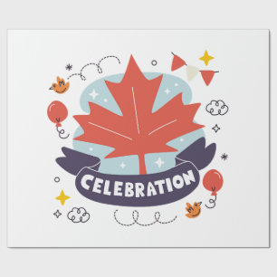 Papier Cadeau Célébration festive de la feuille d'érable